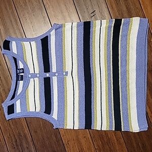 Basic Editions XL blue/green/white stripe sweater tank